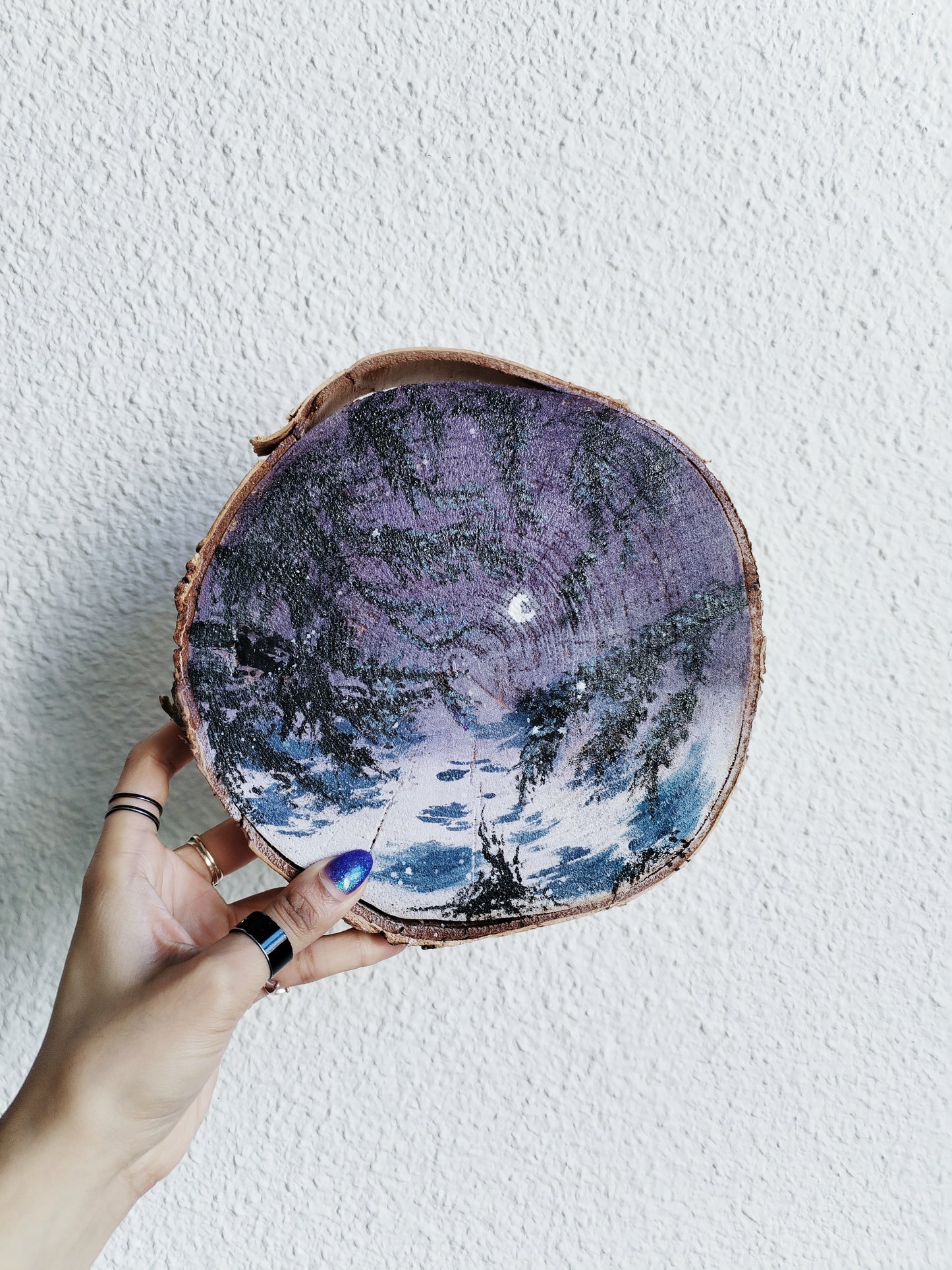 Wood Painting "PURPLE NIGHT"